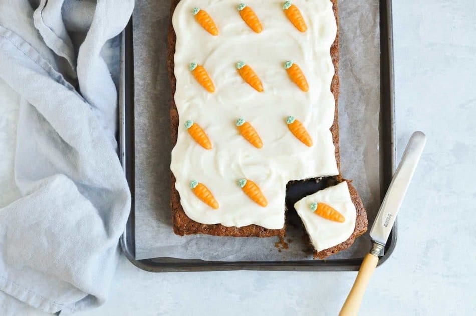 Easter carrot cake with orange cream cheese frosting