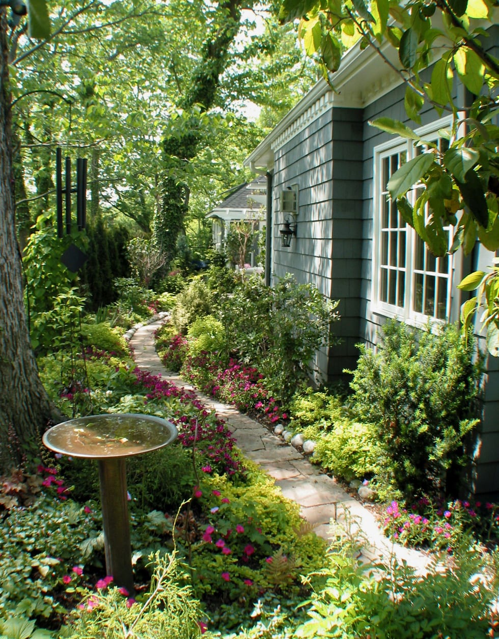 meandering flagstone pathway