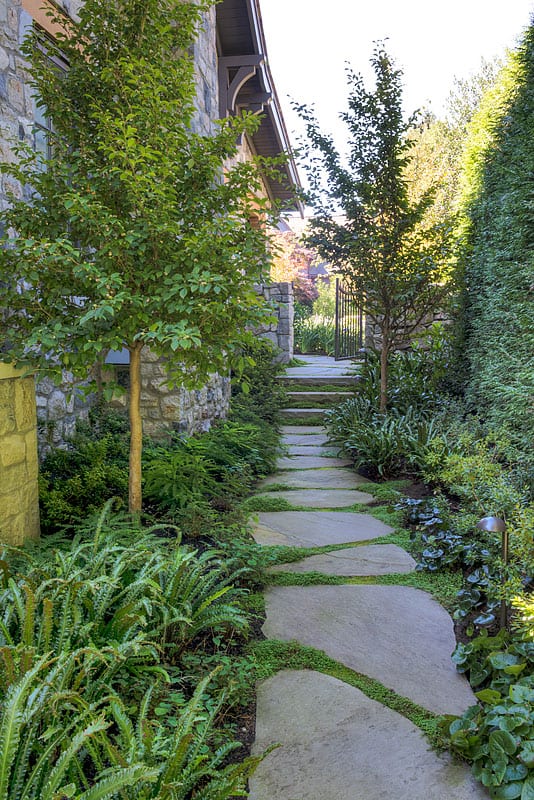 side yard flagstones with gate