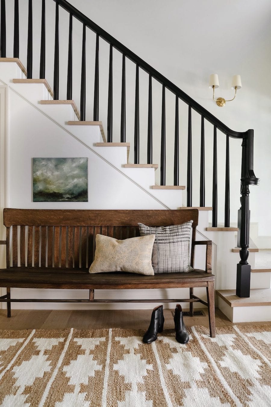 entry with wood bench by Chris Loves Julia