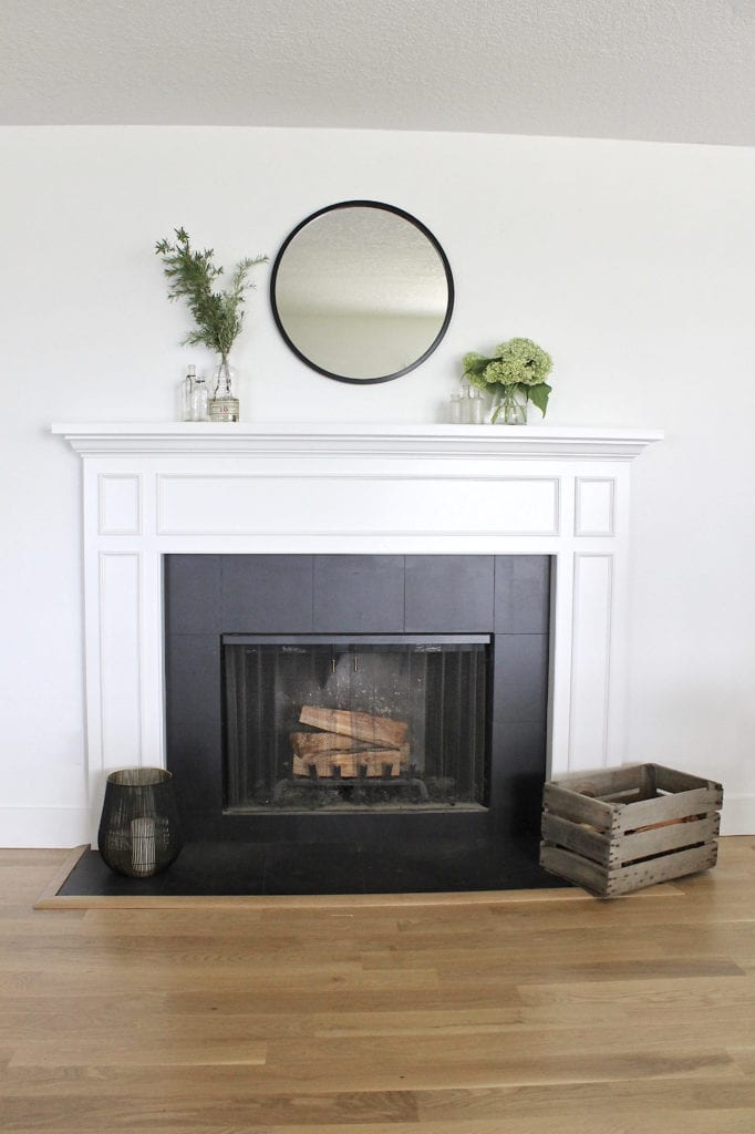 painted tile fireplace DIY