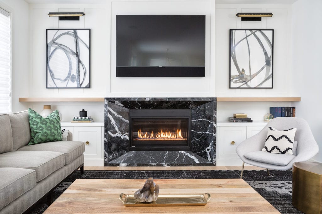 modern marble fireplace