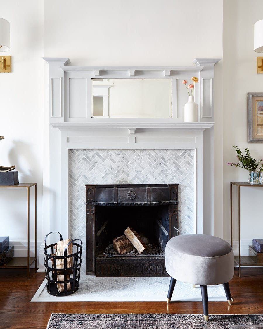 restored fireplace in historic home