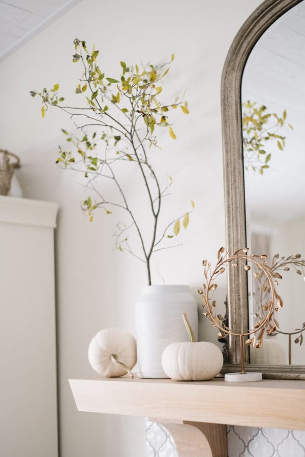 simple fall decor for mantel