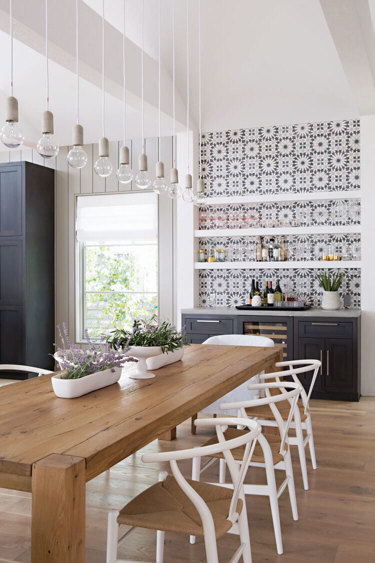dry bar in open concept home