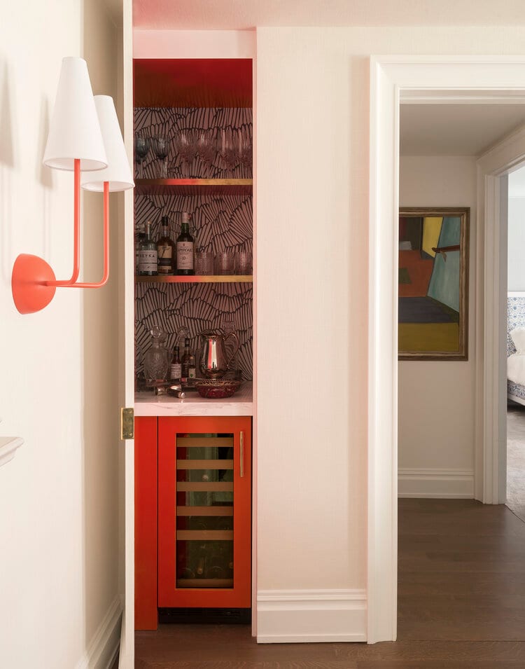 hidden dry bar behind door