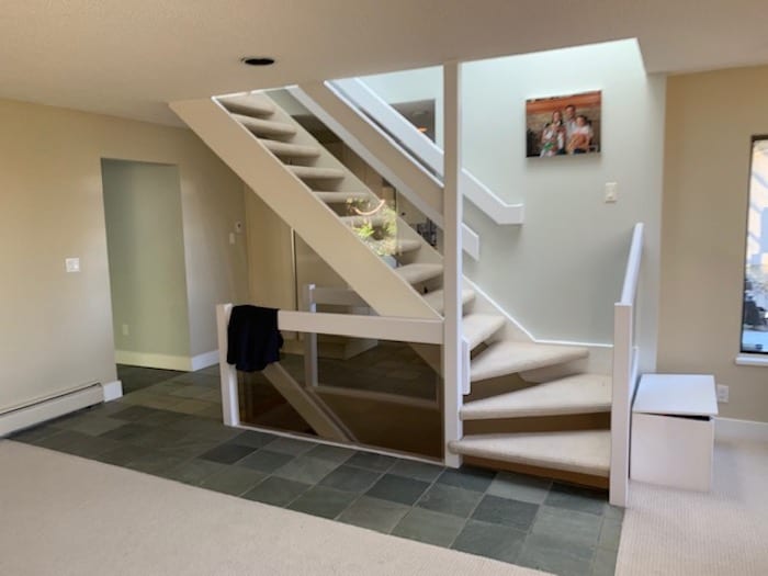 west van remodel staircase before