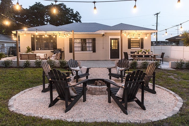 outdoor living space with firepit