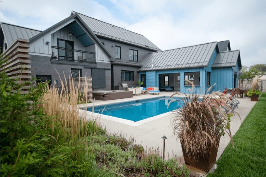 outdoor living space with pool