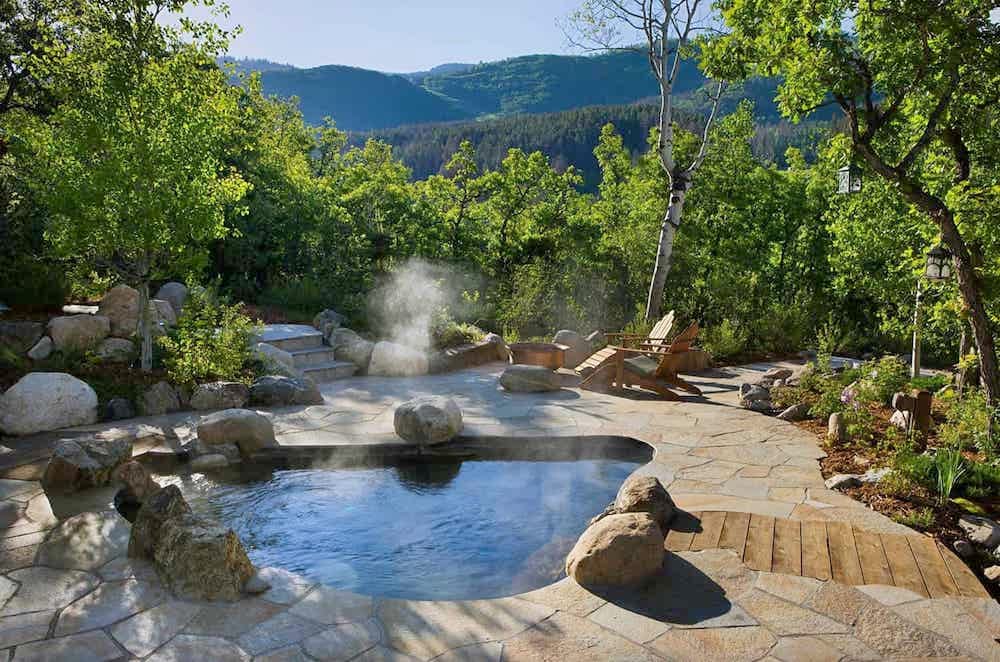 custom in-ground natural hot tub