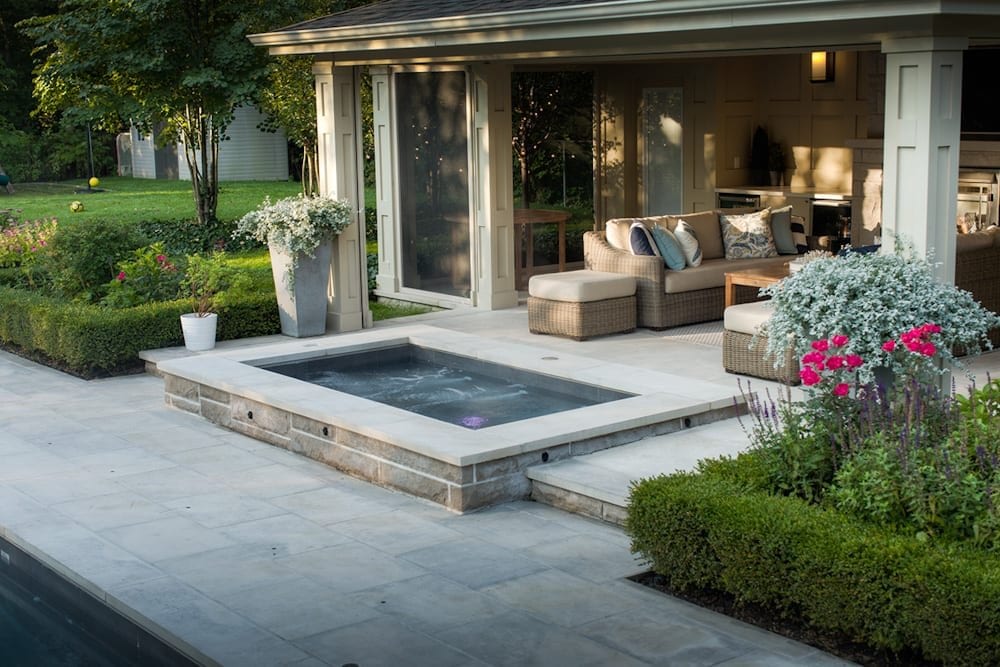 custom concrete rectangular hot tub