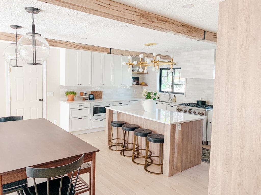 faux wood beams in kitchen