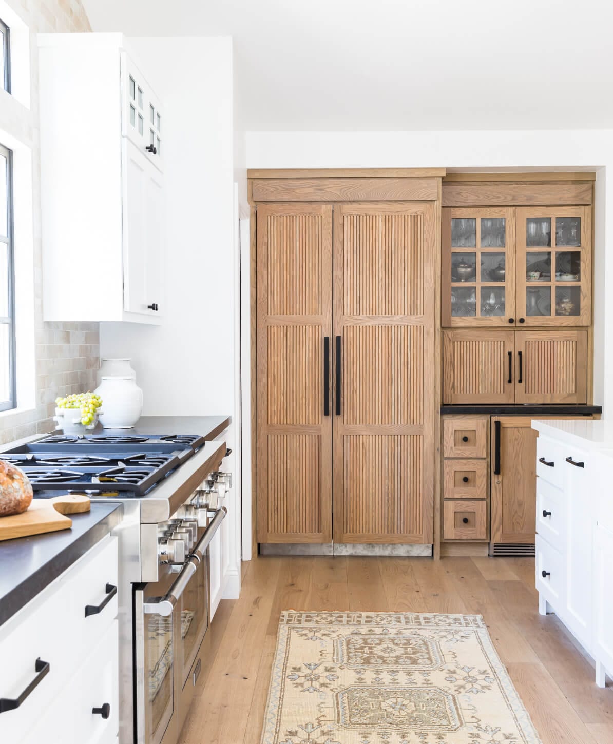 reeded wood kitchen cabinetry