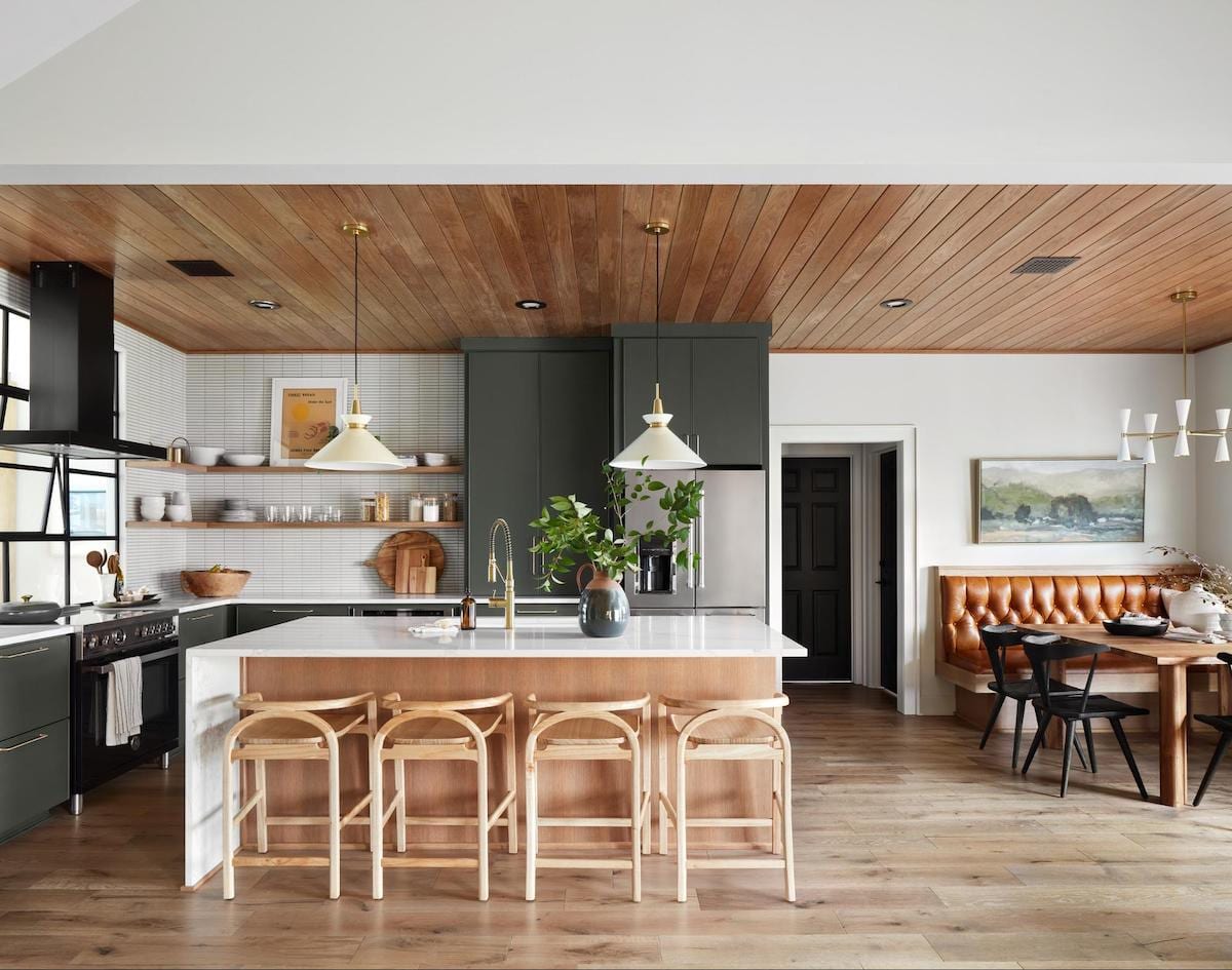 wood ceiling in kitchen