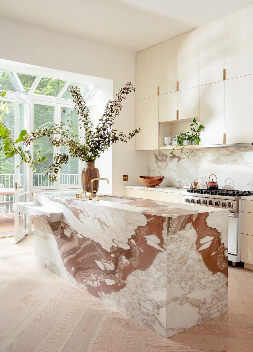 statement stone kitchen island