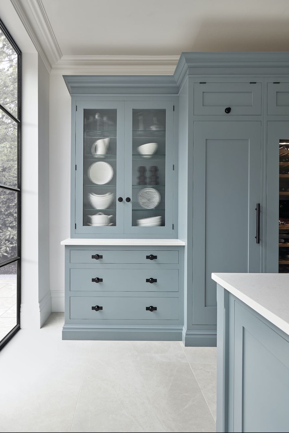 light blue paint kitchen cabinetry