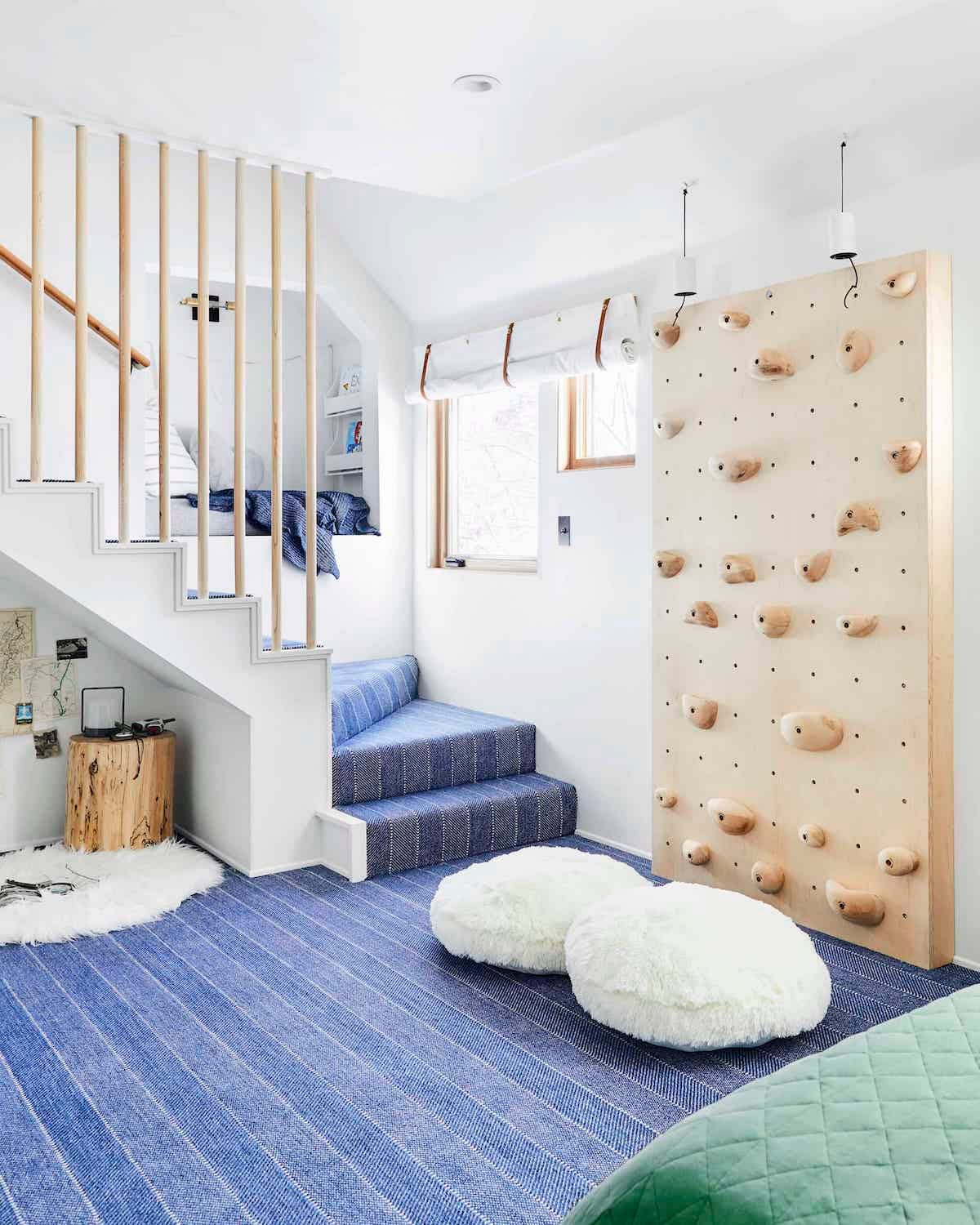 kids room with climbing wall