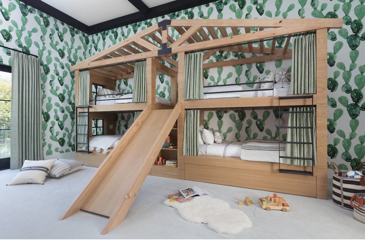kids house bunk beds with slide