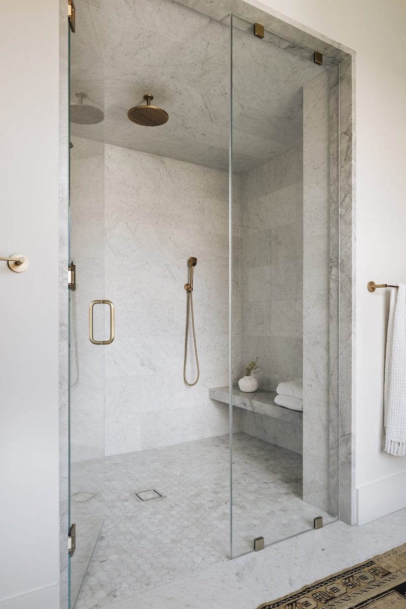 shower room with bench