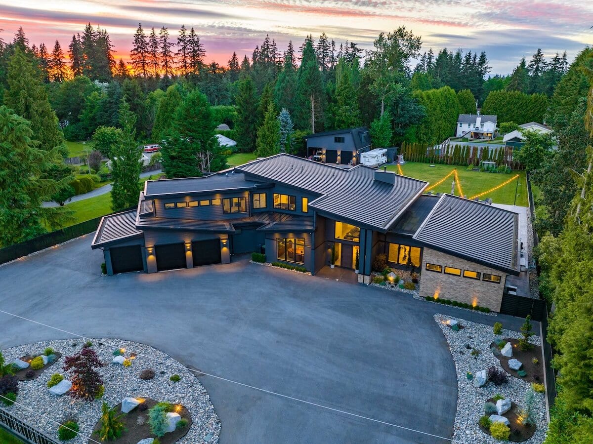 multigenerational home in langley at twilight