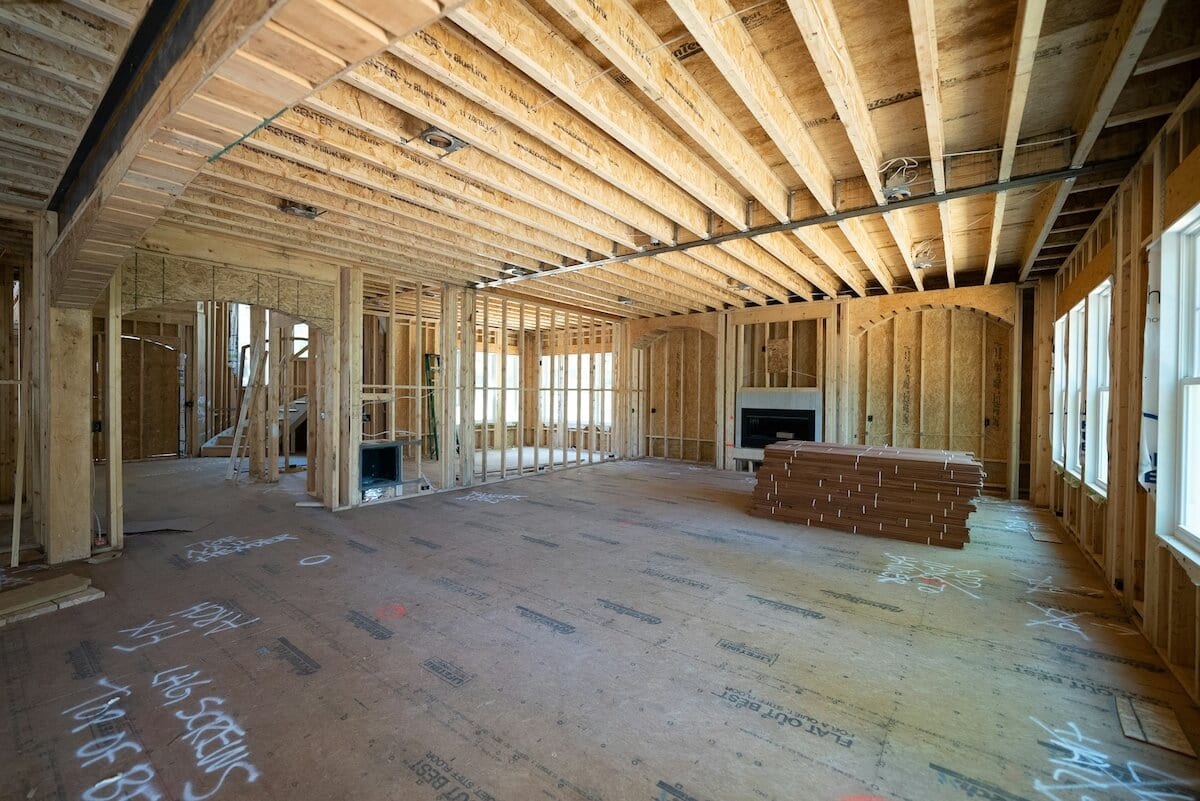 construction of an expansive home interior