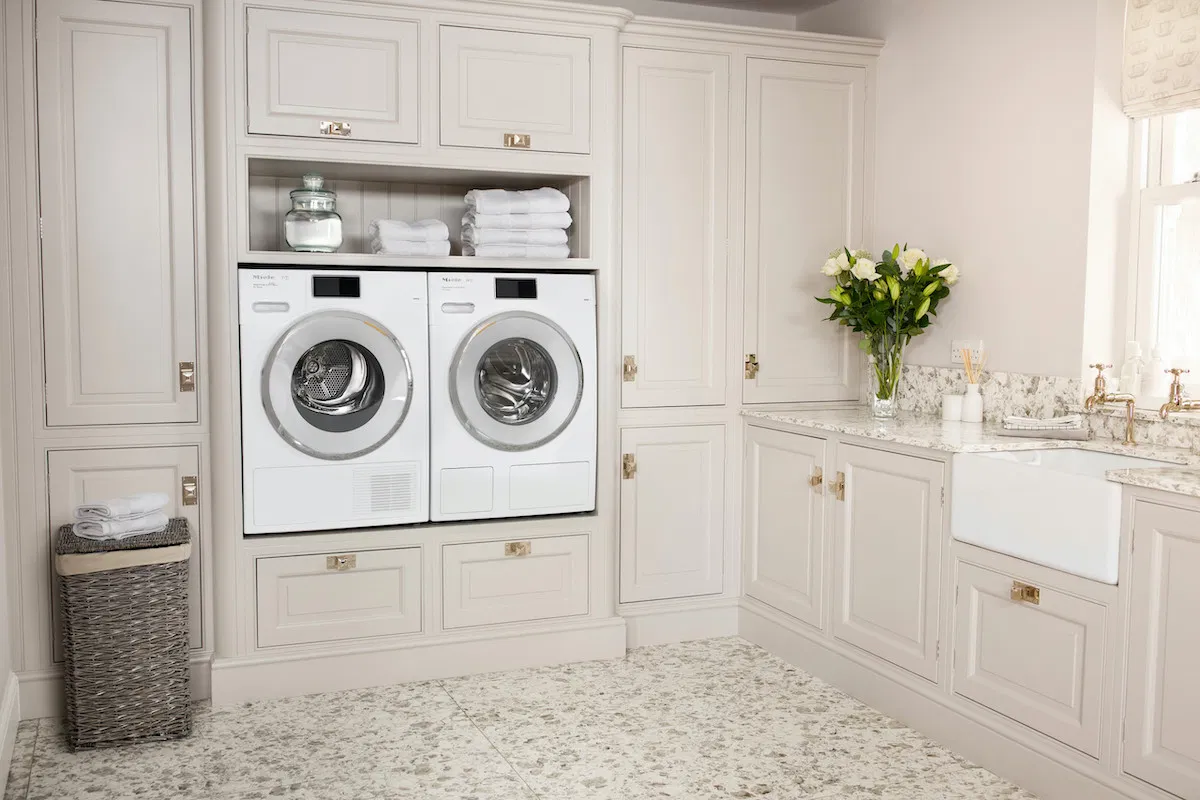 elevated washer and dryer in laundry