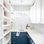 Kitchen pantry in blue and white