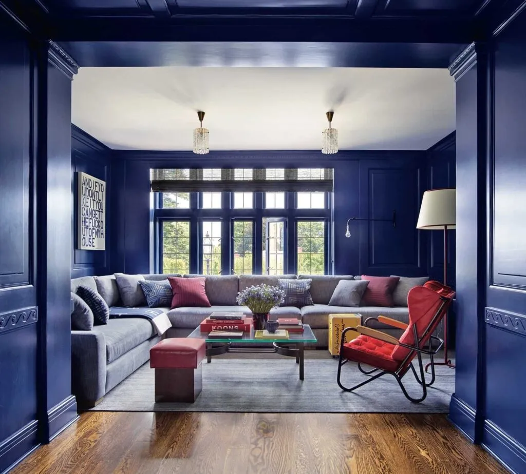 Classic Blue painted media room