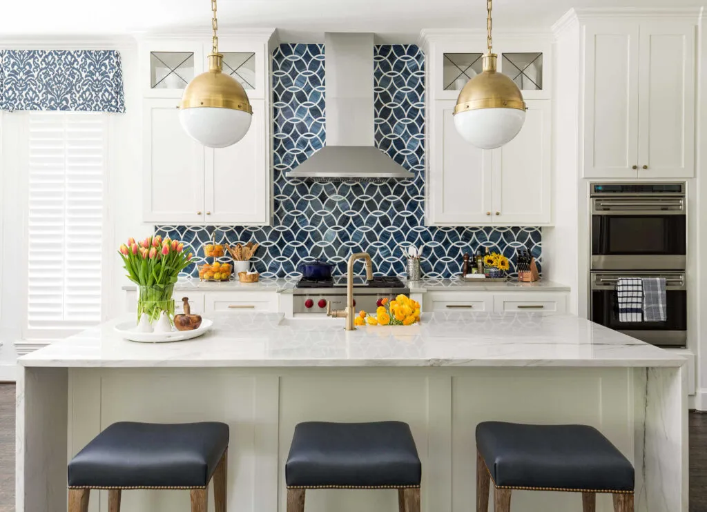 Classic Blue tile backspash in kitchen