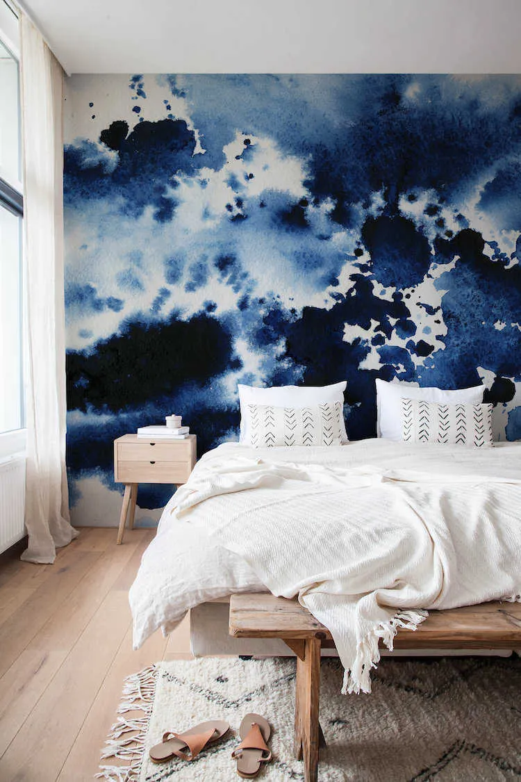 Classic Blue wallpaper in bedroom
