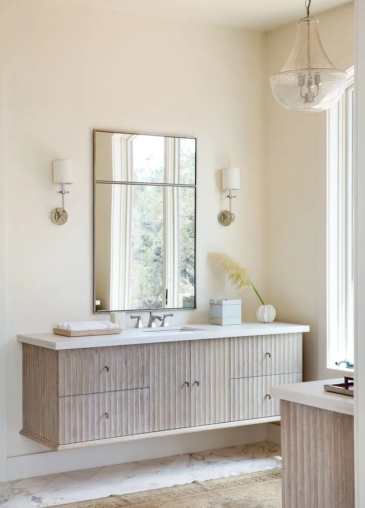 fluted wood bathroom vanity
