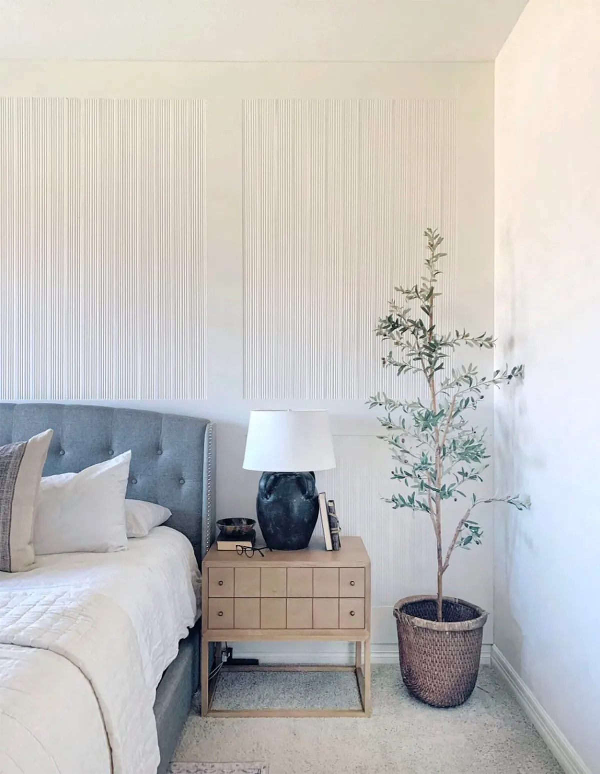 reeded wood accent wall