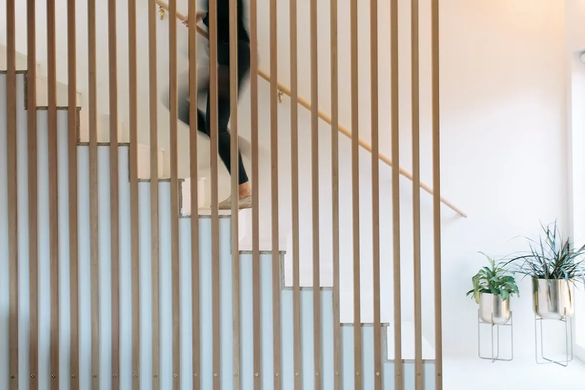 slat wall staircase