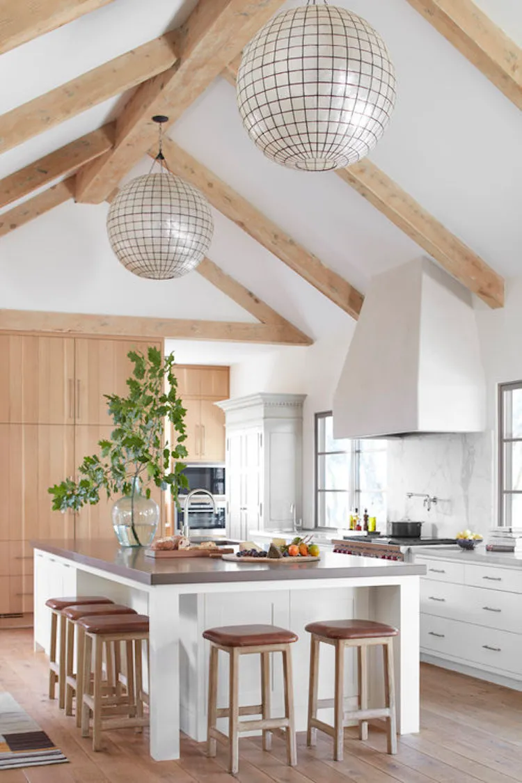 wood beams in kitchen