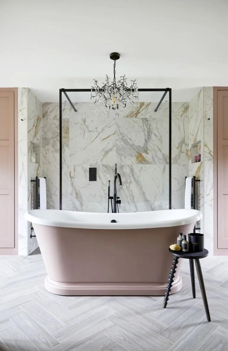 luxury walk in shower and freestanding tub