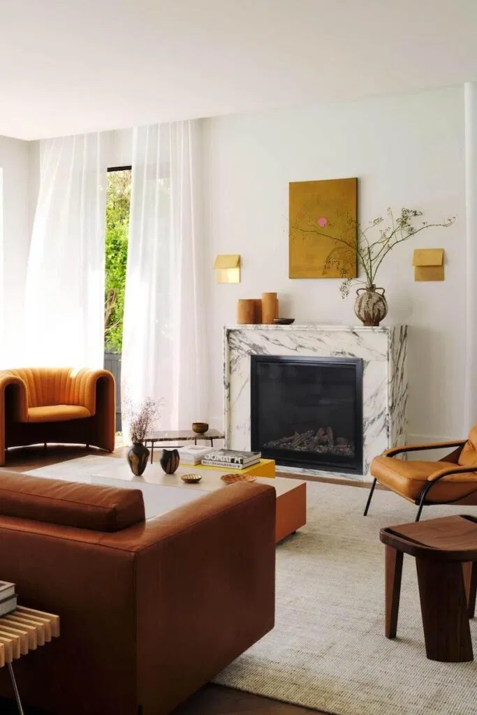 minimalist marble fireplace surround